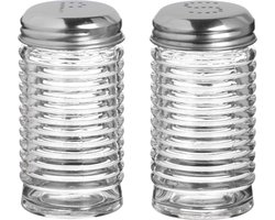 Urban Living Peper en zout stel - ribbel glas - 90 cl - setje van 2x stuks