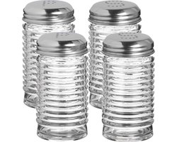 Urban Living Peper en zout stel - ribbel glas - 90 cl - setje van 4x stuks