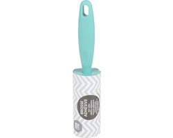 Urban Living Pluizen kleding/meubel roller/kleefroller - aqua blauw - 21 cm - 10 vellen - 6 extra rollen