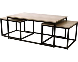 Urban Living - Salontafel met 2 Bijzettafels - Houtlook - Modern - Uitschuifbaar
