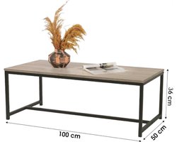 Urban Living - Salontafel met Stalen Frame en Houten Blad