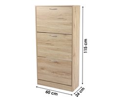 Urban Living Schoenenkast 3 lades 18 paar schoenen 60x24x115 cm hout hout
