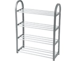 Urban Living Schoenenrek/schoenenkastje - grijs - 8x paar schoenen - kunststof - 50 x 19 x 66 cm