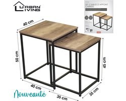 Urban Living - Set van 2 Vierkante Houten Bijzettafels Joya