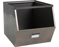 Urban Living Stapelbare opbergmand - Open Metal Box - 23 x 32 x 21 cm - metaal - donkergrijs