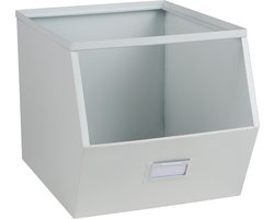 Urban Living Stapelbare opbergmand - Open Metal Box - 23 x 32 x 21 cm - metaal - wit
