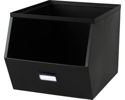 Urban Living Stapelbare opbergmand - Open Metal Box - 23 x 32 x 21 cm - metaal - zwart