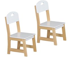Urban Living Stoeltje voor kinderen - 2x - hout - wit - bijzet stoel - 28 x 28 x 57 cm - peuter stoelen/kinderstoelen