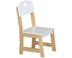 Urban Living Stoeltje voor kinderen - hout - wit - bijzet stoel - 28 x 28 x 57 cm - peuter stoelen/kinderstoelen