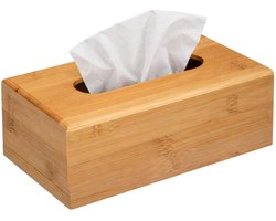 Urban Living Tissuebox - tissuedoos - bamboe hout - 25 x 13 x 9 cm - lichtbruin- tafel model - zakdoekjes doos
