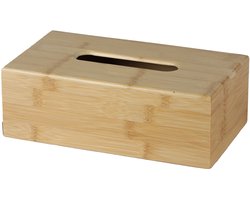 Urban Living Tissuedoos/tissuebox - naturel - rechthoekig - bamboe hout - 25 x 14 x 8.5 cm - voor kleine zakdoekjes - navulbaar