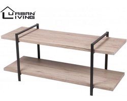 Urban Living - TV meubel - staande TV kast met 2 planken - Industrieel design - MDF Hout - Metalen frame - 120x40x55