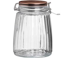 Urban Living Voorraadpot/bewaarpot - 1,5L - glas - met beugelsluiting - koperen deksel