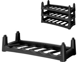 Urban Living Wijnrek - 3x - stapelbaar - zwart - kunststof - 6 flessen - 56x28x13 cm - flessenrek