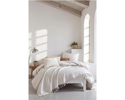 Urban Loft Bedsprei Wafelstructuur Extra Groot 220x240 Cm 100% Katoen Oeko-Tex® Plaid Voor Bank Stoel En Bed Woldeken Parel