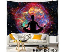 Urban Loft Wandkleed Groot Wandtapijt Wanddecoratie Minimalisme Muurkleed Tapestry - Boeddha Yoga Meditatie 1 - Kleur - 200 x 150 cm