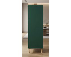 Urban Slim Schoenenkast met 3 Kleppen – Smal & Ruimtebesparend – Bosgroen – 59,8 x 19,5 x 131 cm – Modern Design met Massief Eiken Details – Voor Hal, Gang & Entree - House&Garden