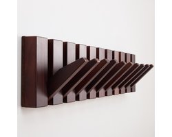 Urban State Piano kapstok - donker hout - wandkapstok - 10 haken - kapstok hangend - walnoot finish