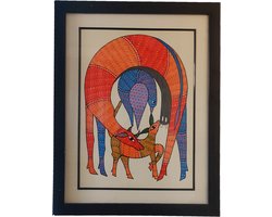 Urbane Hide | Handgemaakt Gond Art Schilderij | Polystyreen Lijst | 38x48 cm | Schilderij | Wanddecoratie | Wonen | Woonaccessoires