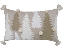 Urbane Hide | Kerst | Kussenhoezen | Kussenhoes | Kussenhoesjes | Christmas | Geborduurd | Kerstbomen met kwastjes | 30x50 CM | Katoen | Veelkleurig | Zonder binnenkussen