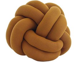Urbane Hide | Kussen | Sierkussen | 30x30 cm | Knot Gebreid | Katoen | Mosterdgeel | Wonen | Woonaccessoires