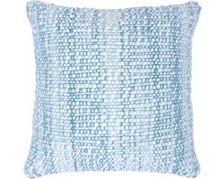 Urbane Hide | Kussenhoezen | Kussenhoes | Kussenhoesjes | 50x50 cm | Essentie Geweven Structuur | Polyester en Wol | Blauw en Wit | Zonder binnenkussen