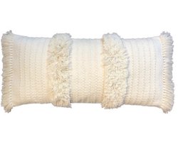 Urbane Hide | Kussenhoezen | Kussenhoes | Kussenhoesjes | Sierkussen | 35x75 cm | Lendenkussen met Franjes | Katoen | Crème | Zonder binnenkussen