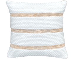 Urbane Hide | Kussenhoezen | Kussenhoes | Kussenhoesjes | Sierkussen | 45x45 cm | Horizon Geweven Strepen | Polyester en Katoen | Wit en Beige | Zonder binnenkussen