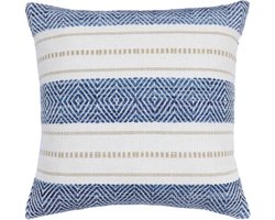 Urbane Hide | Kussenhoezen | Kussenhoes | Kussenhoesjes | Sierkussen | 50x50 cm | Marine Weef Patroon | Katoen en Acryl | Blauw en Wit | Zonder binnenkussen