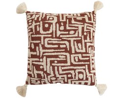 Urbane Hide Maze Gebreide Kussenhoes - 45x45 cm - 100% Katoen - Sierkussenhoes Donker Koffie - Luxe Woonaccessoire (Zonder Binnenkussen)