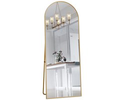 UrbanSelect Luxe Passpiegel - Spiegel staand - Spiegel - Anti-slip - Flexibel ontwerp - 162 × 53 × 3 cm - Modern design - Goud