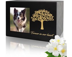 Urnen voor hond of kat gepersonaliseerde fotolijst en symbolische levensboom as houten huisdier as kist voor kat of hond geheugendoos (25kg)