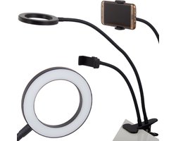 Usb Bureaulamp Met Klem En Telefoonhouder - 24 Led Werklamp - 3 Lichtmodi - Klemlamp met Telefoonhouder - voor tatoeage, werk en lezen - Make-up Licht