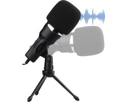 USB Microfoon met standaard - Gaming - Podcast - Voor Pc en console - Standaard - Incl. Plopkap - Zwart - Vivid Green