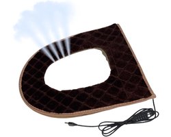 USB verwarmde toiletbril - 5-standen instelbare verwarming - met timer - plug-in ontwerp - verwarmde toiletbril voor de winter - bruin - geschikt voor koud weer
