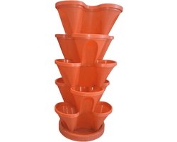 Useme trio plantenpot - Stapelbaar - Terracotta kleur - Inclusief bodem - 5 niveaus
