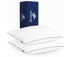 uSleep® - Hoofdkussen - Luxe Hotel Kwaliteit Hoofdkussen - 60x70 cm - Set van 2 stuks - Aanpasbaar Design Kussen - Hoofdkussen Nekklachten - Anti Allergie Kussens – Wasbaar – Wit – Medium - Voor Rug Zij en Buikslaper – Slaapkussen