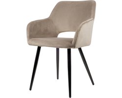 Usuals - Jesper Eetkamerstoel - Velvet - Beige - Zithoogte 48cm x Zitbreedte 40cm - Vintage