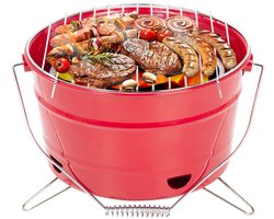 Uten Draagbare Barbecue - tafel bbq - Tafelbarbecue houtskool - Smoker mini barbecue - Houtskoolbarbecues - Camping barbecues - BBQ Grill - Tafelbarbecues - Emmer barbeque - Grilloppervlak (L x B) 27.5 x 27.5 cm - Rood