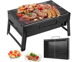 Uten Opvouwbare mini tafel bbq houtskool - barbecue houtskool - Houtskoolbarbecues - Camping barbecues- Barbeque - Grilloppervlak (L x B) 43.3 x 29.5 cm - (2 stijl | B) - Zwart
