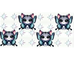 UV DTF cup wrap sticker - stickers - beker - cup - koffie - drinkbeker - sticker - poes - kat - engel - engeltje - uv sticker - hobby - stikker - zelfklevende sticker - leuk voor op drinkbeker - beplakken op alle objecten - leuk voor op je koffer