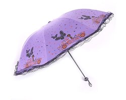 UV-paraplu, kleine lichtgewicht opvouwbare parasol 210T, parasol 8, botvormig ontwerp, damesmodel (paars).