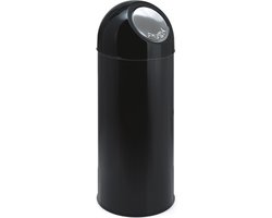 V-part - Afvalbak met pushdeksel 55 ltr - Steel Plastic - zwart