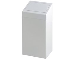V-Part - Metalen afvalbak met pushklep 50 liter - Steel - wit - Prullenbak
