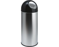V-Part Pushbin Prullenbak - Met Binnenemmer - 55 l - RVS/Zwart