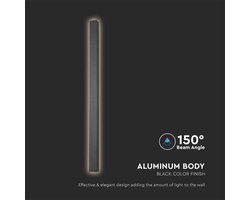 V-TAC VT-1173-B LED Moderne Wandlamp - IP65 Waterdicht - Zwarte Behuizing - 10W - 1300 Lumen - 4000K