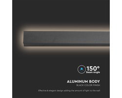 V-TAC VT-1176-A LED Moderne Wandlamp - IP65 Waterdicht - Antraciet Behuizing - 16W- 2035 Lumen - 3000K