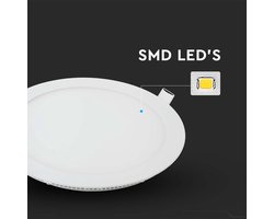 V-TAC VT-1807-N LED Rond Minipaneel - Premium Serie - IP20 - Wit - 18W - 1400 Lumen - 2700K