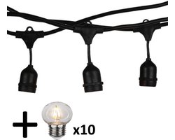 V-tac VT-713 lichtsnoer - 5m - Incl. 10 Filament Kogel LED lampen -Extra Warm Wit- 2700K- Verwisselbare lampen - Waterdicht - Onbreekbaar - koppelbaar