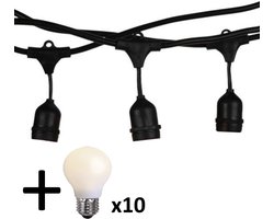 V-tac VT-713 lichtsnoer - 5m - Incl. 10 matte LED lampen -Extra Warm Wit- 2700K- Verwisselbare lampen - Waterdicht - Onbreekbaar - koppelbaar